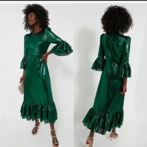 Tuckernuck | Pomander Place Emerald Crinkle Lurex Lillith Dress